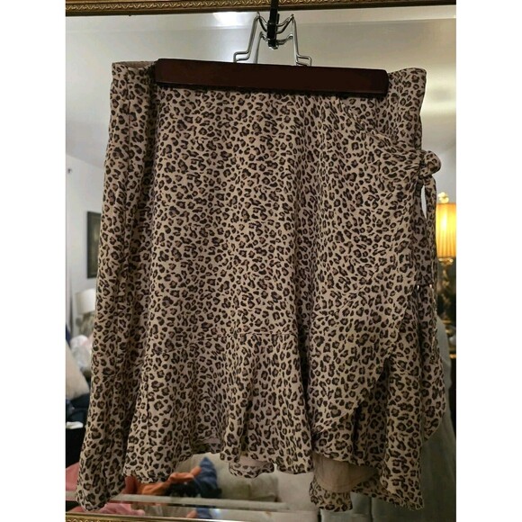ABERCROMBIE & FITCH TAN/BROWN & BLACK CHEETAH PRINT‎ SKIRT W BELT SZ M - Picture 1 of 7